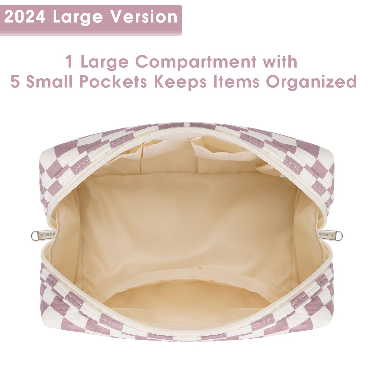 Narwey water-resistant cosmetic bag protects contents from leaks in busy travel days.