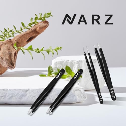 NARZ black professional tweezers set for versatile grooming