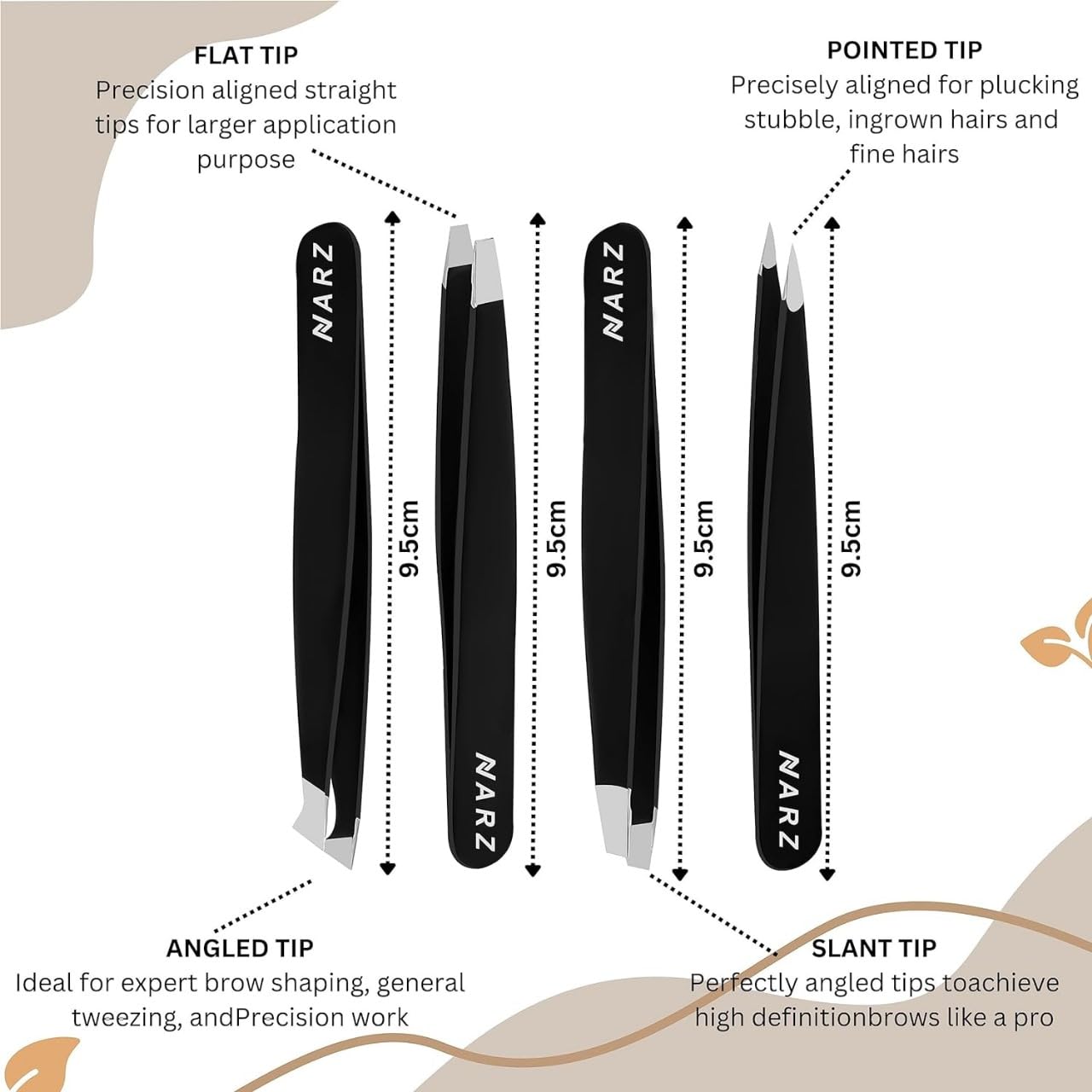 NARZ stainless steel tips ensure clean pluck without pulling