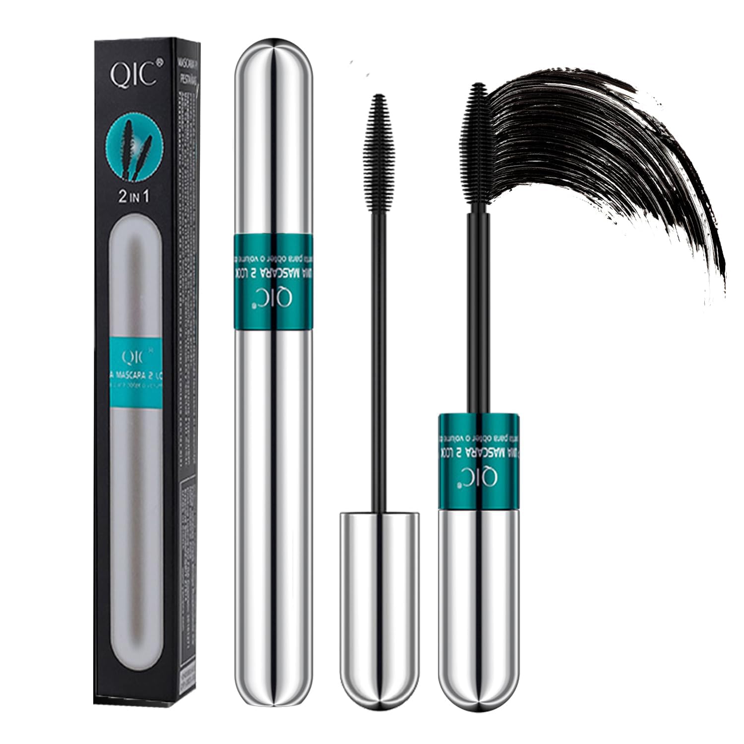 NaSeny Vibely Mascara 2en1: el aplicador doble define y alarga pestañas con precisión.