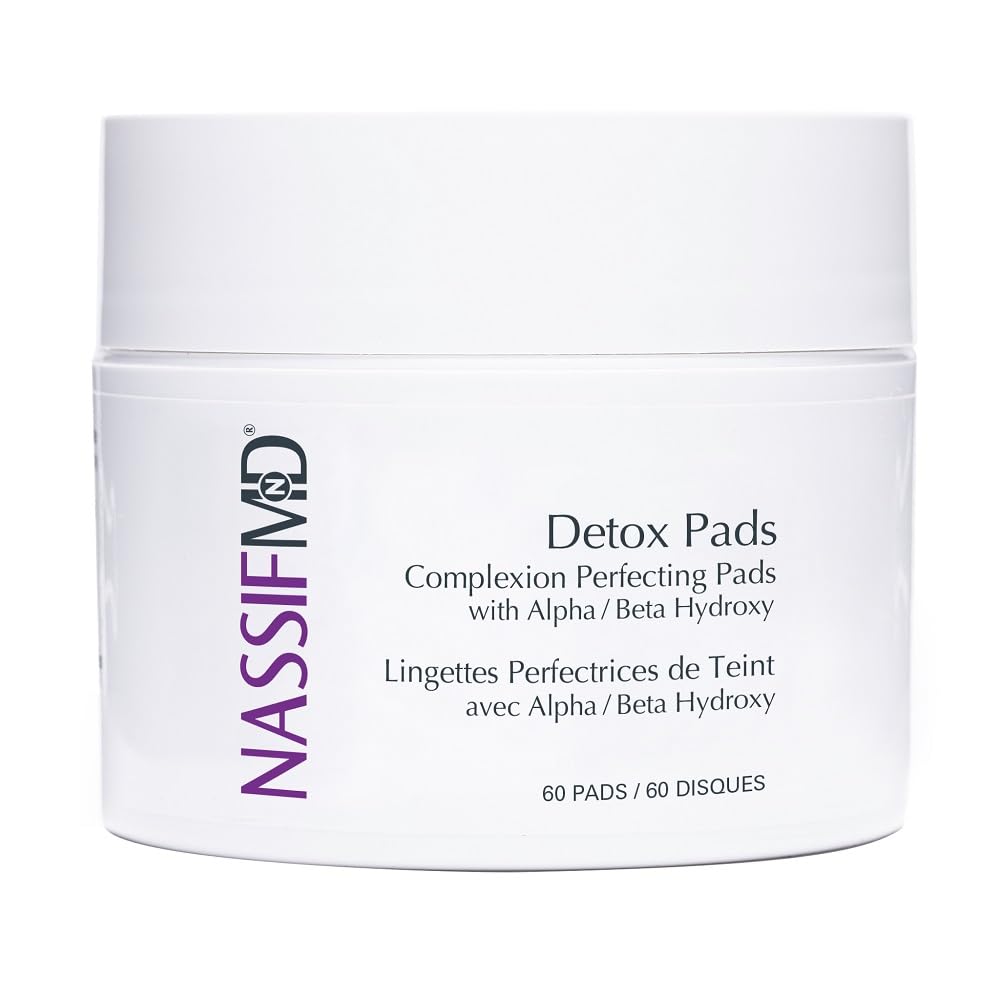 NassifMD Exfoliating Detox Pads packaging showing brand and clean design for deep cleansing.