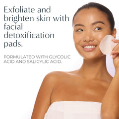NassifMD Exfoliating Detox Pads wipe-on-face demonstrates quick refreshing cleanse.