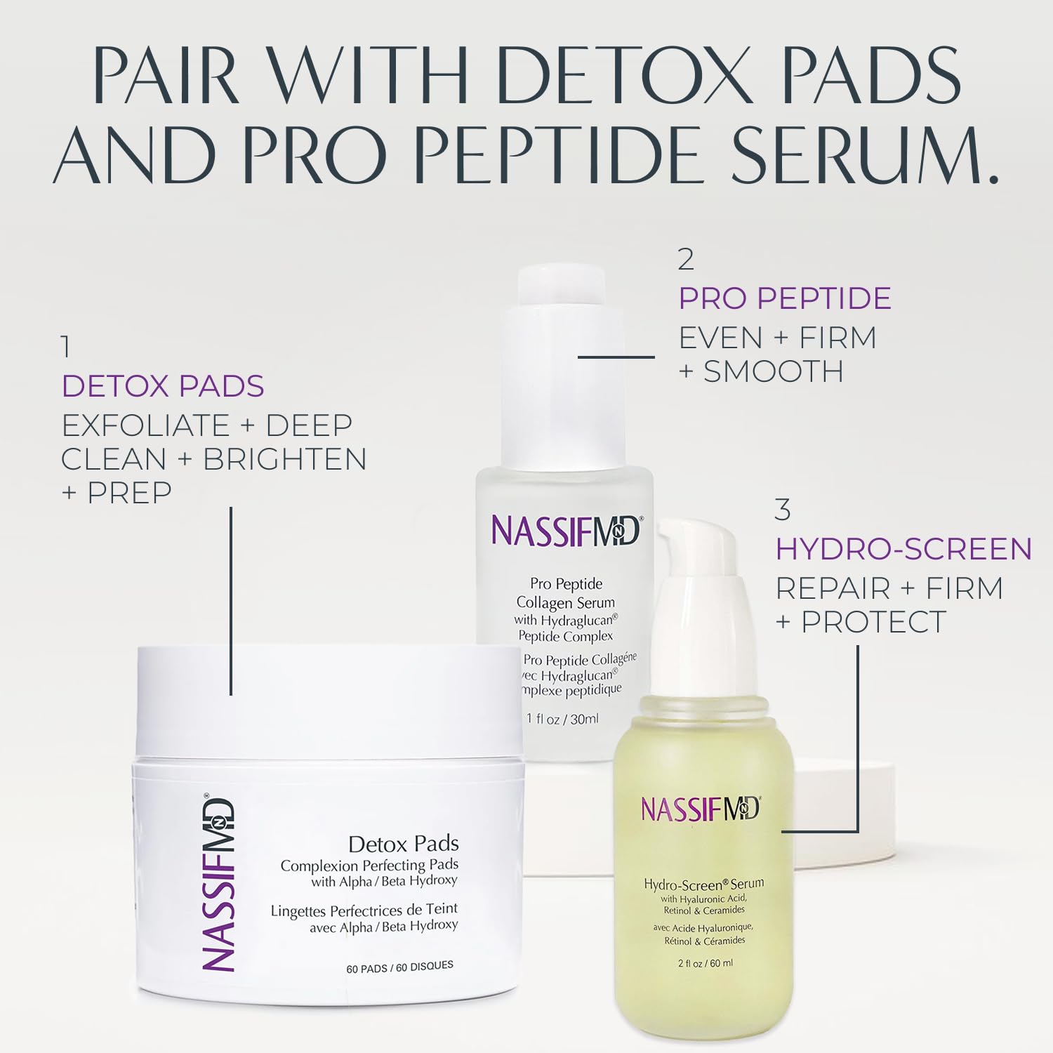 NassifMD Hydro-Screen texture swatch on skin suggesting smooth feel