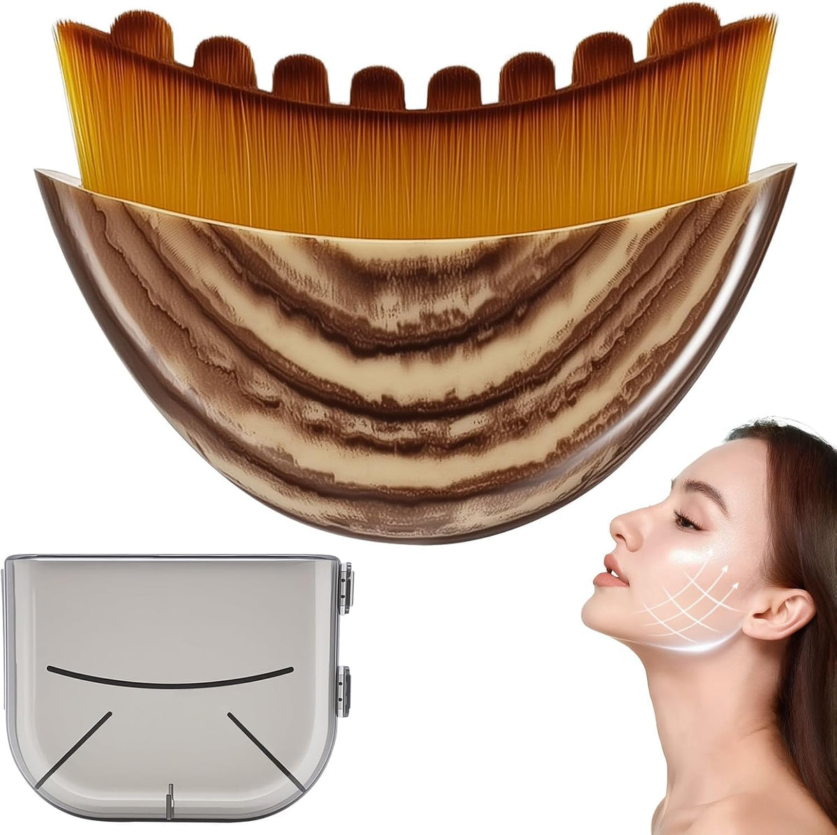 Nasteck Lymphatic Contour Face Brush angle shot for precise jawline sculpting.