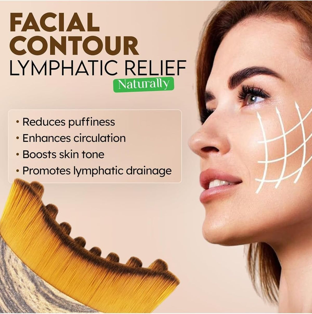Nasteck Lymphatic Contour Face Brush on cheek for gentle drainage.