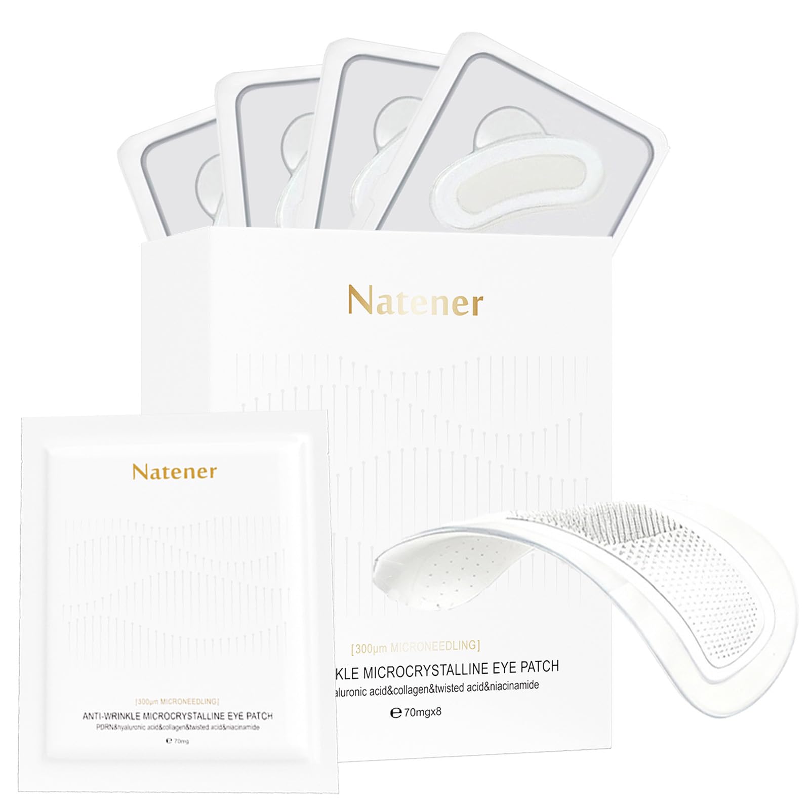 Parches Natener para ojos con micro-dardo que facilita la penetración de activos.