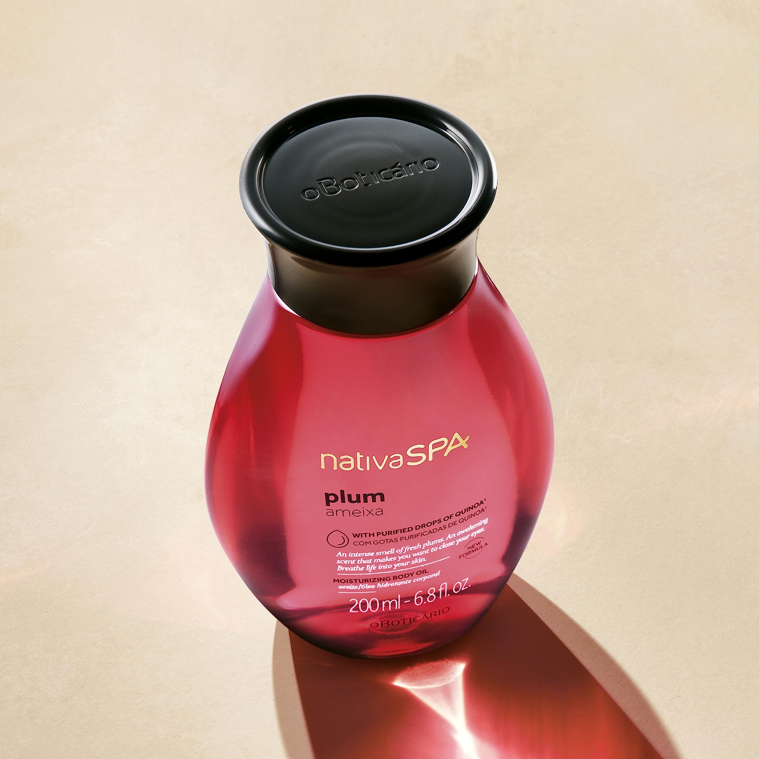 Nativa Spa Plum Body Oil absorbed into skin with a non-greasy finish
