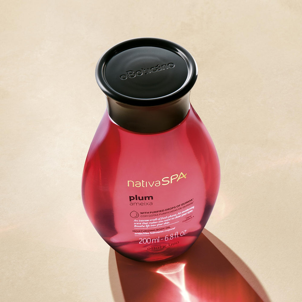 Nativa Spa Plum Body Oil absorbed into skin with a non-greasy finish