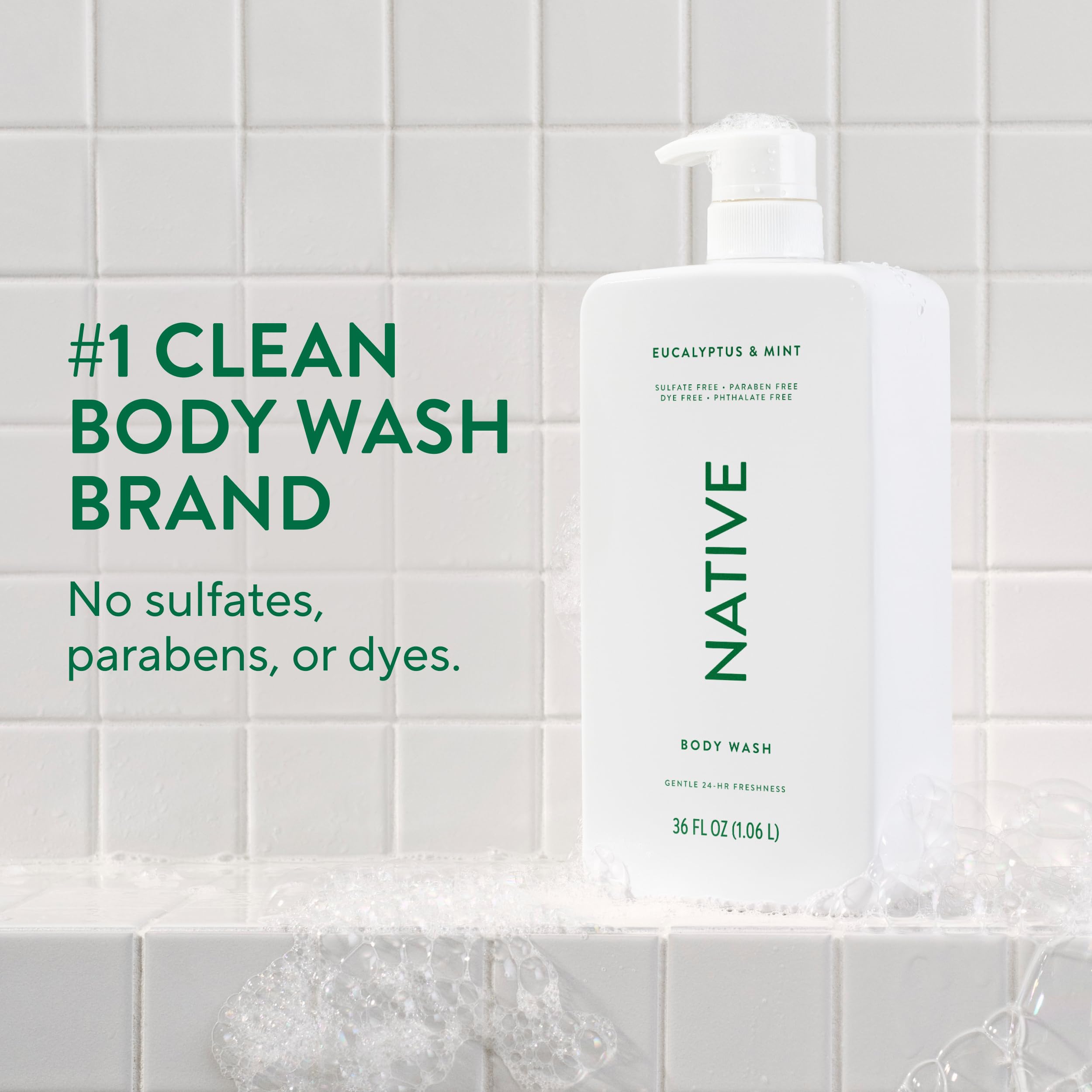 Native aroma eucalipto mentha en botella para la ducha