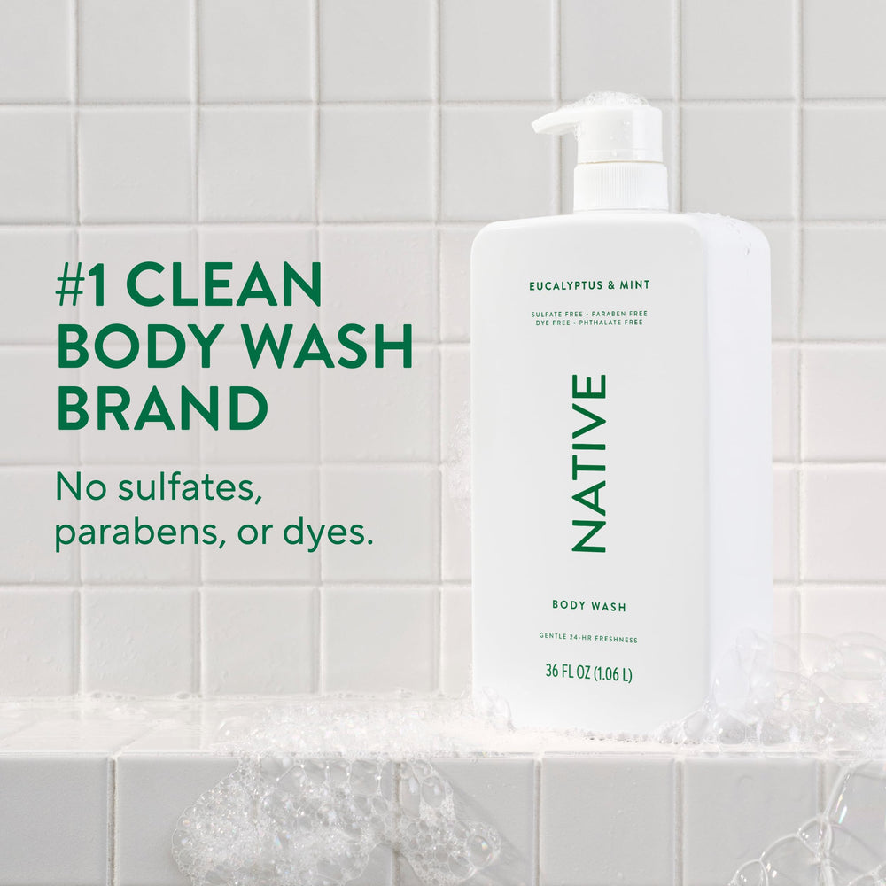 Native aroma eucalipto mentha en botella para la ducha