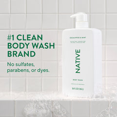 Native aroma eucalipto mentha en botella para la ducha