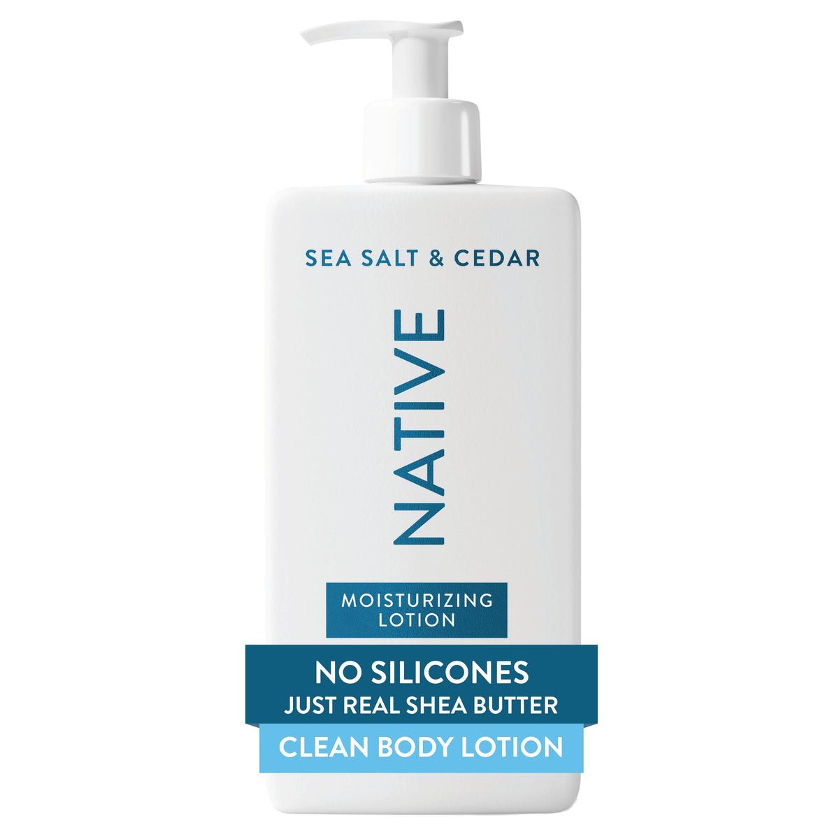 Loción corporal Native con dispensador para hidratación suave diaria.