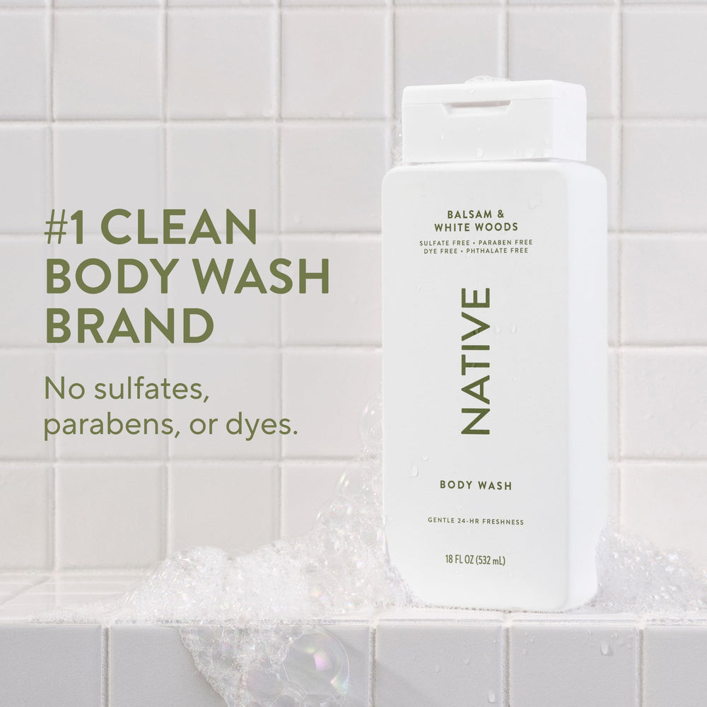 Native Body Wash: aroma bálsamo y madera blanca para ducha aromática.