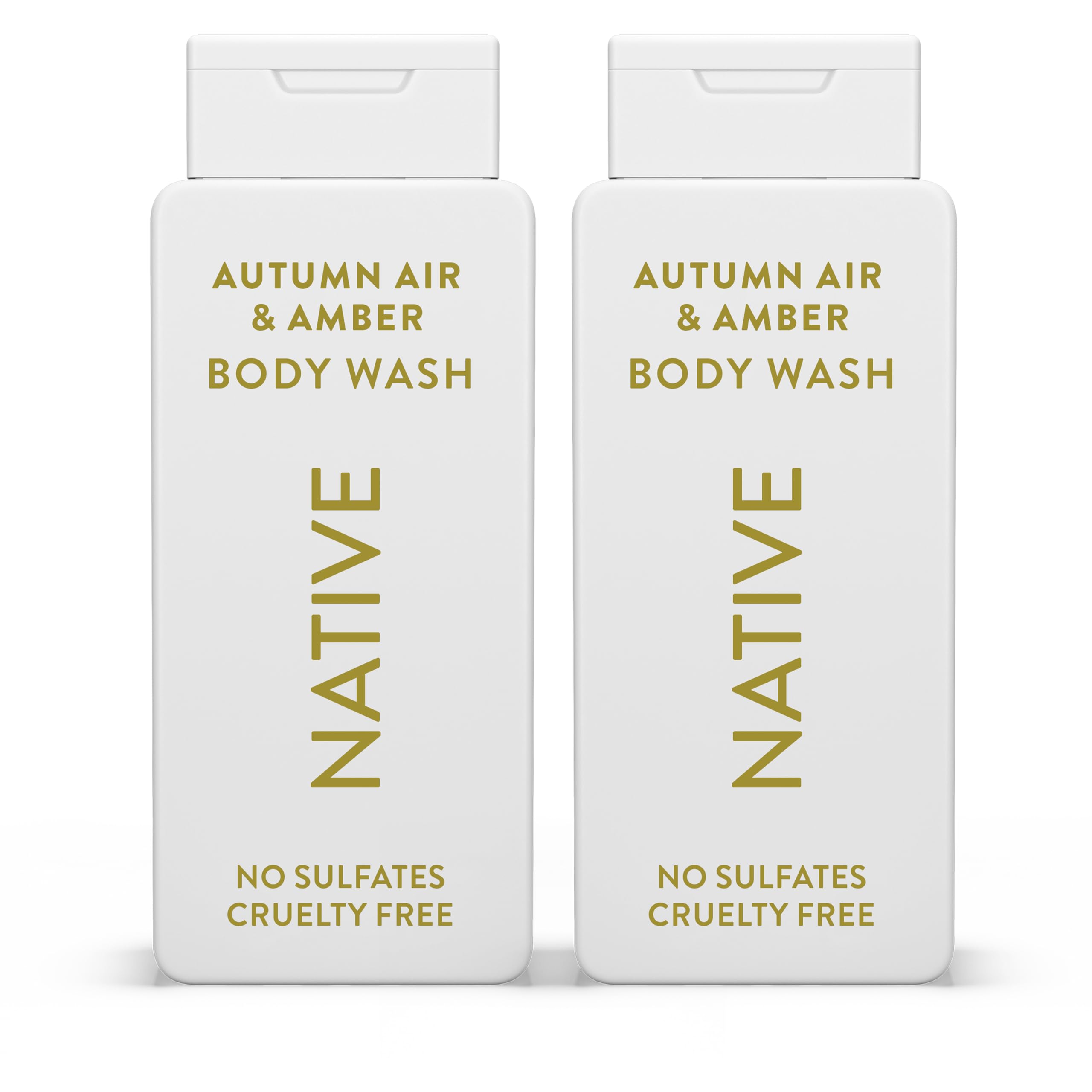 Native Body Wash Autumn Air and Amber bottle highlighting a gentle, skin-friendly cleanse