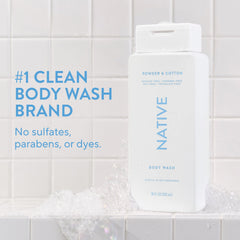 Native Body Wash vertido, experiencia de ducha refrescante sin químicos agresivos