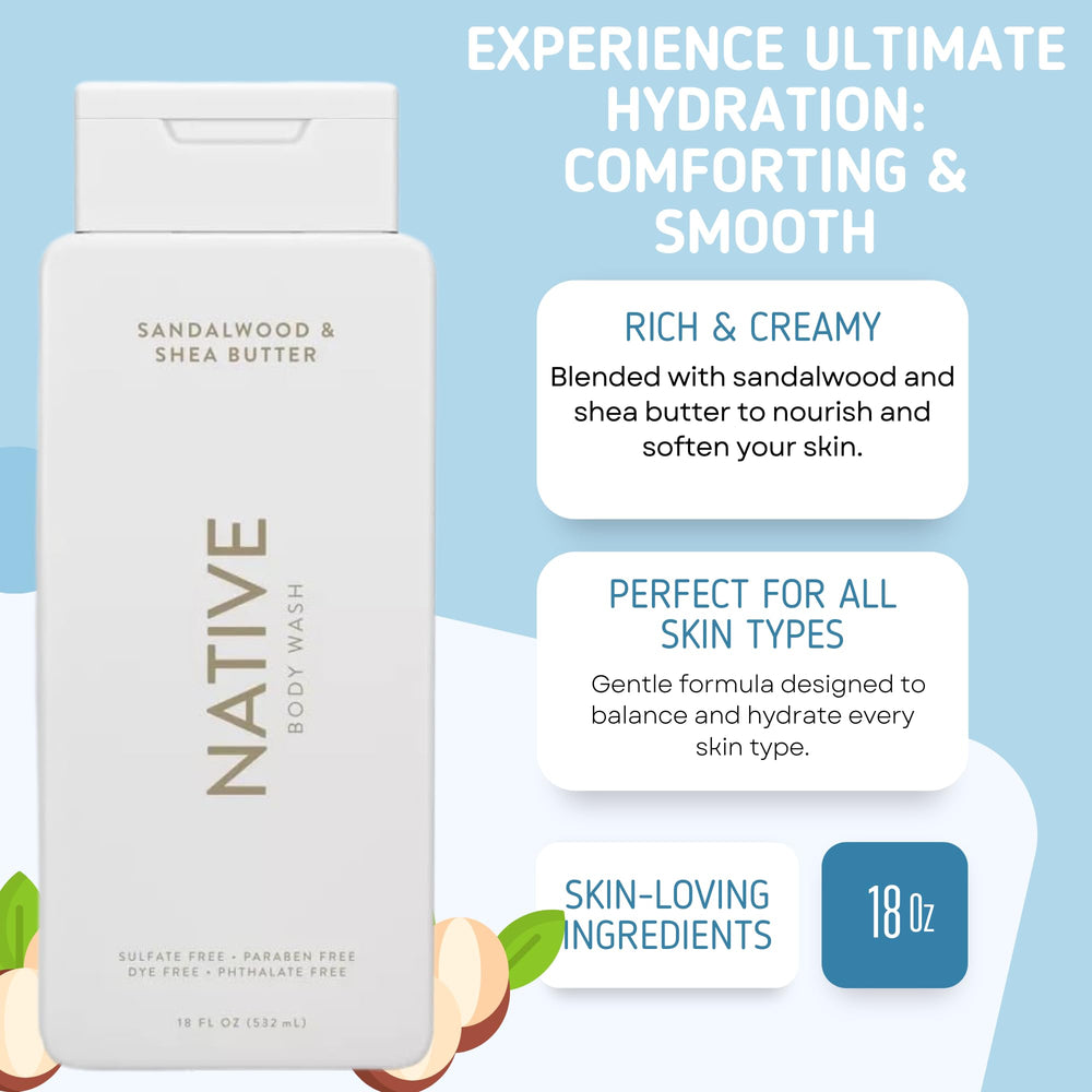 Native Body Wash bottle pour action, showcasing easy lather and quick cleanse.