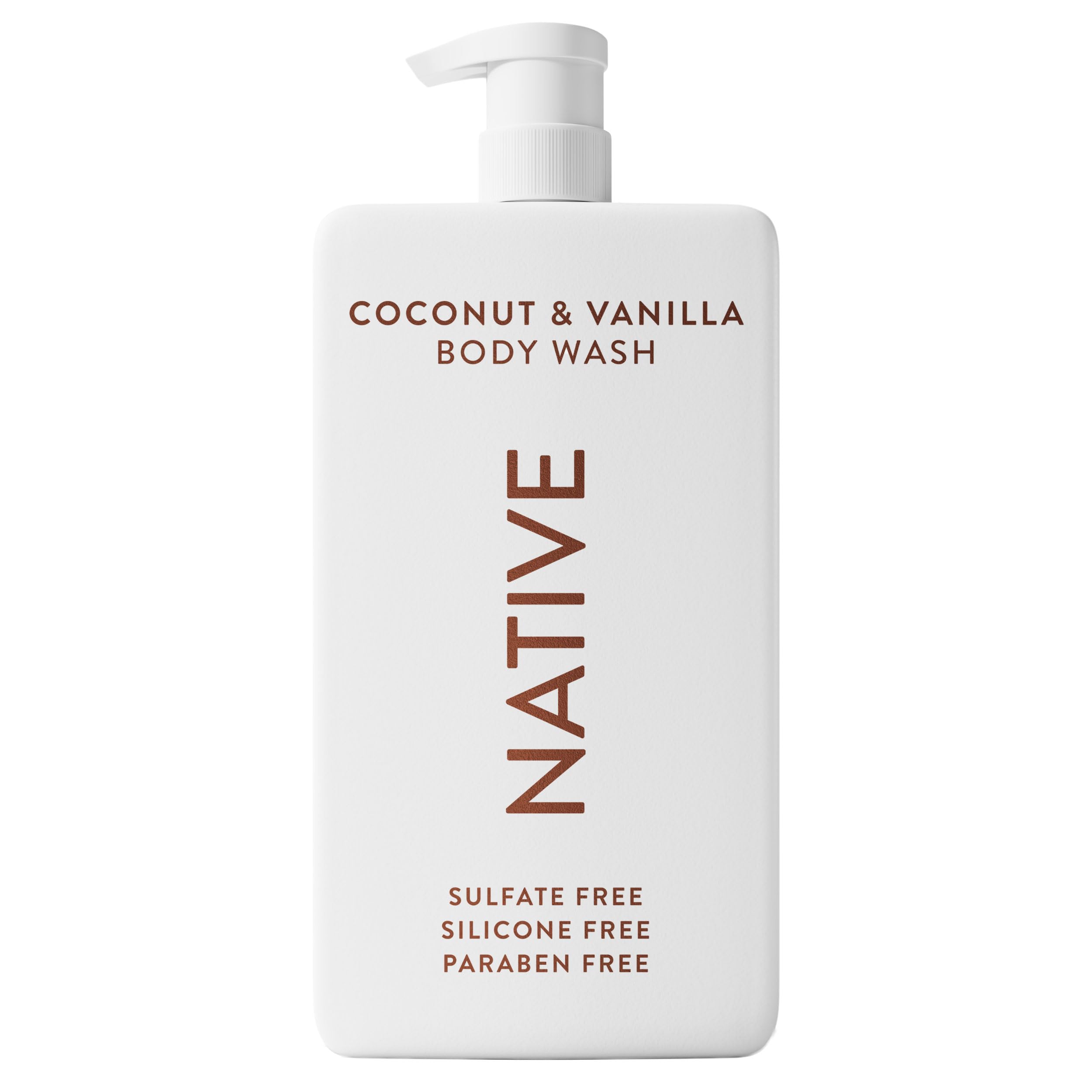 Native Body Wash Coco-Vainilla, botella: aroma tropical para spa en casa.
