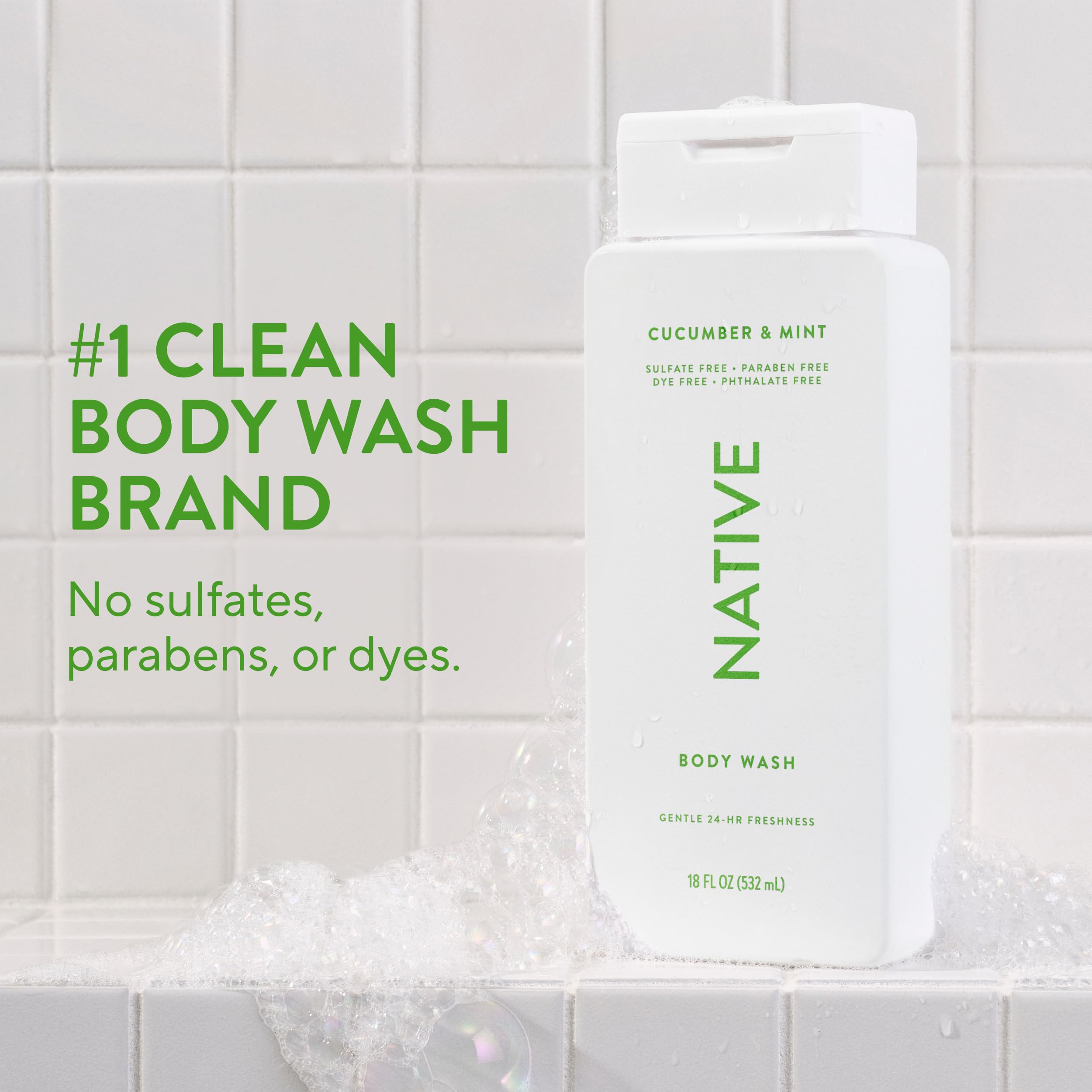 Native Body Wash espuma cremosa en la ducha