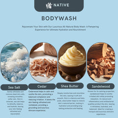 Native Body Wash foam close-up, rich lather for soft, hydrated skin.