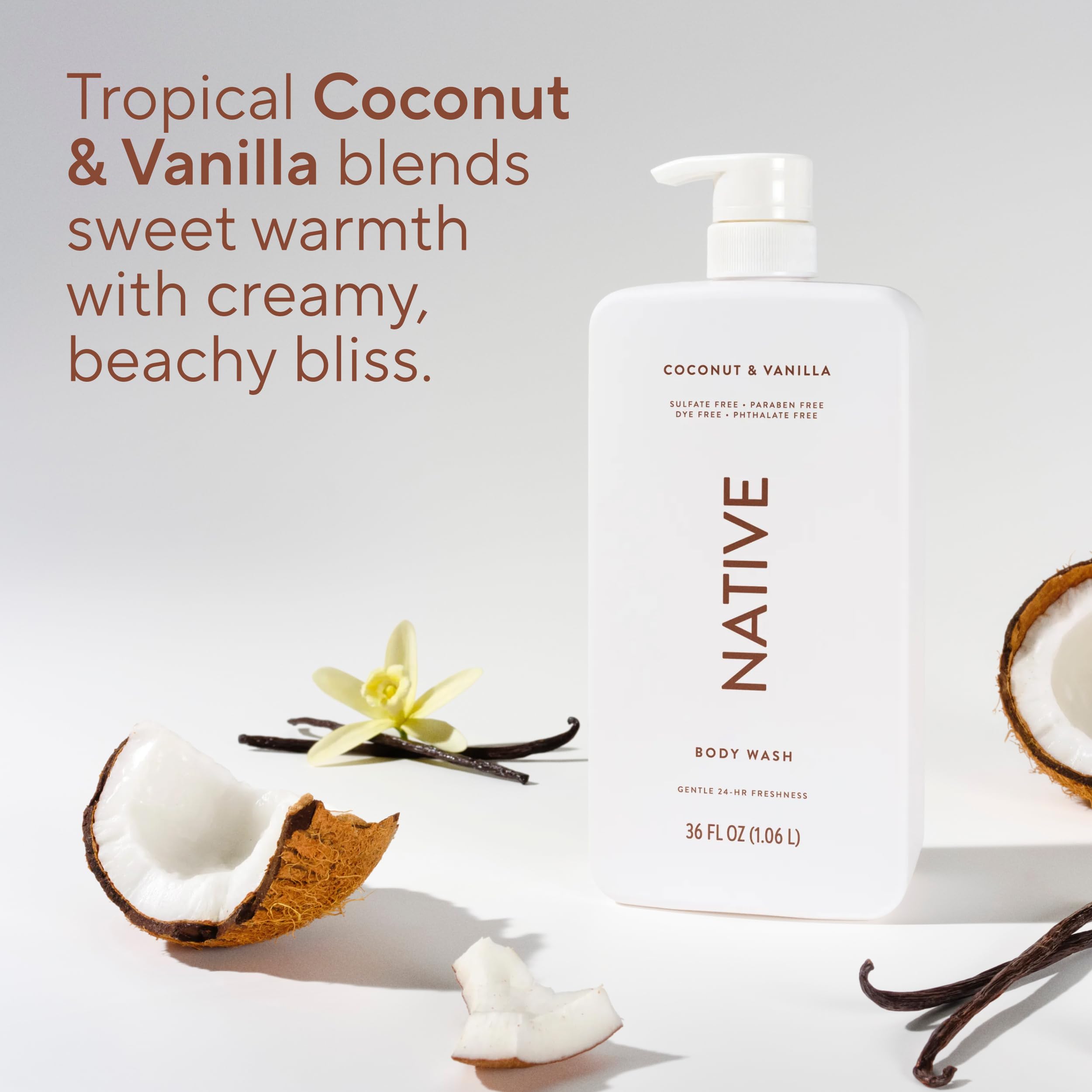 Native Body Wash Hidratacion Suave, botella: piel suave e hidratada.