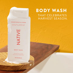 Native body wash bottle shows rich lather for daily cleansing.