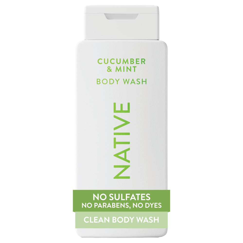 Native Body Wash pepino y menta, botella fresca para la ducha diaria