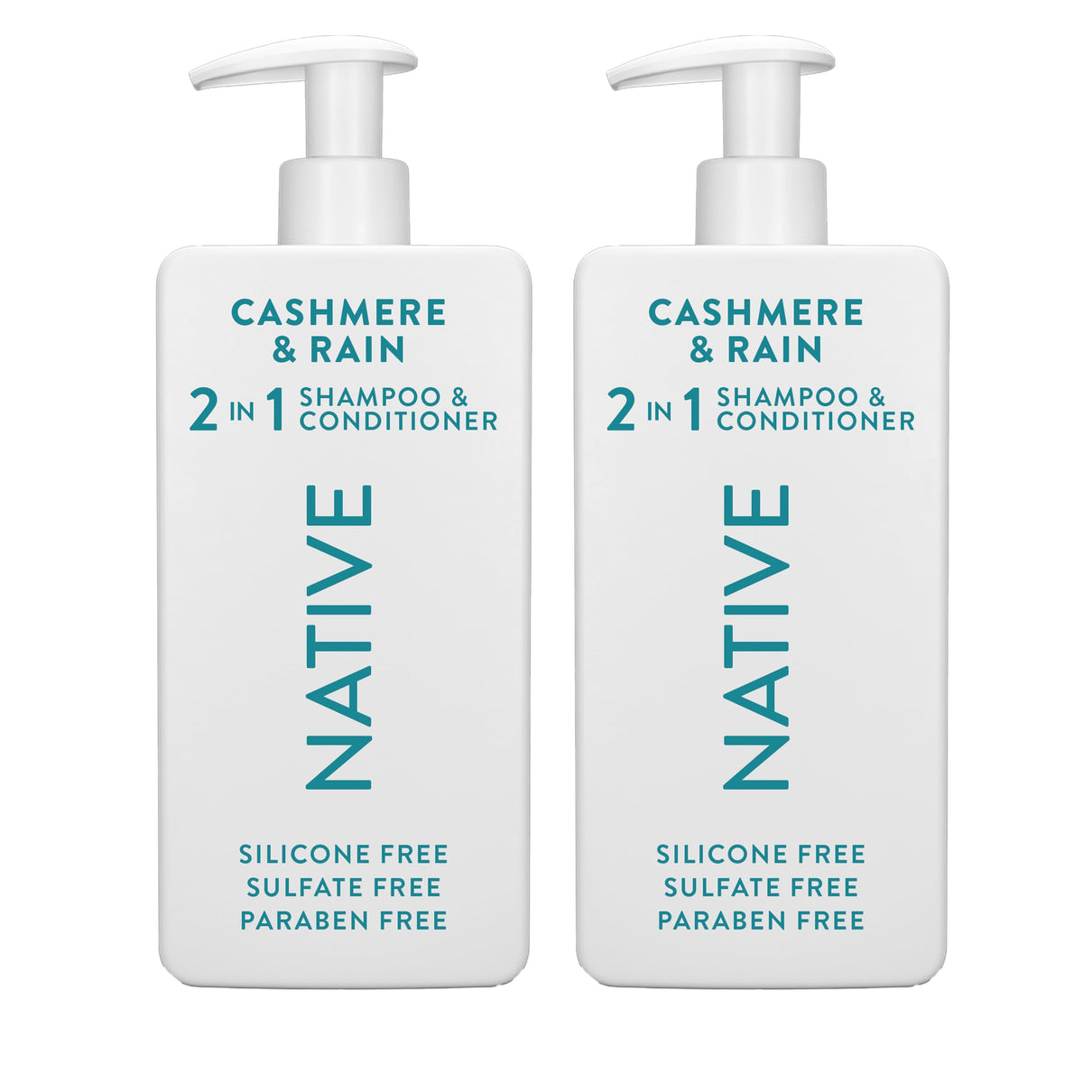 Native Cashmere and Rain 2N1 shampoo bottle for gentle cleansing on all hair types