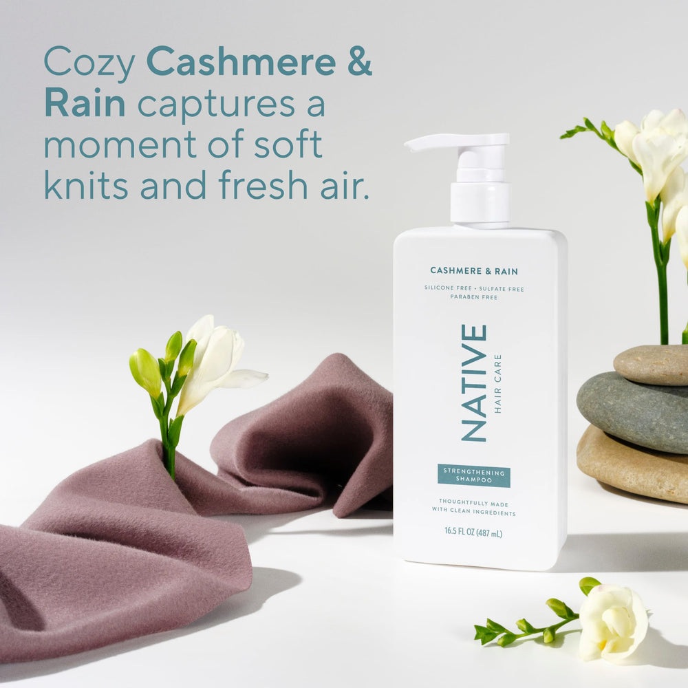 Native Cashmere Rain routine shot with towel nearby