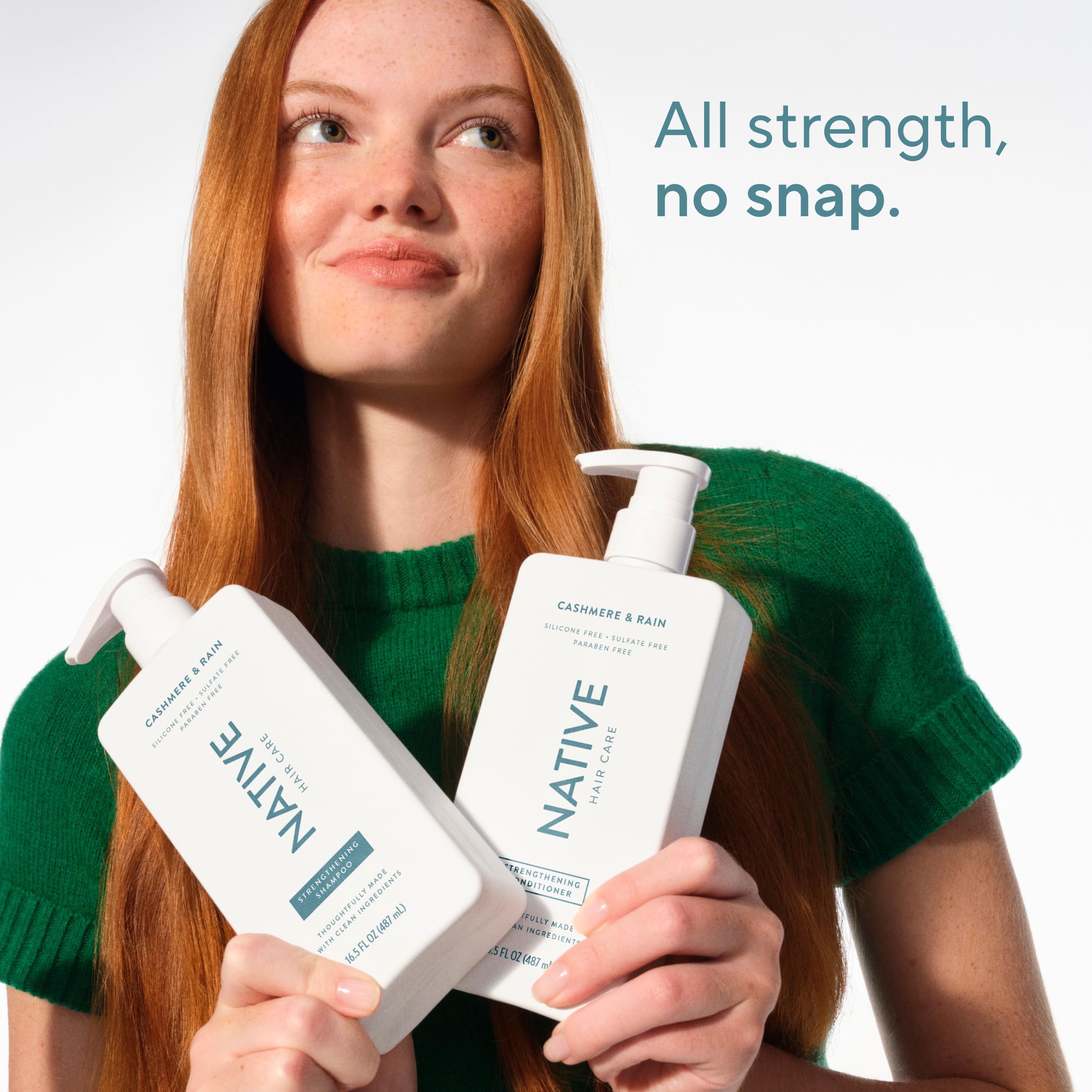 Native Cashmere Rain shampoo bottle close-up with ingredients label