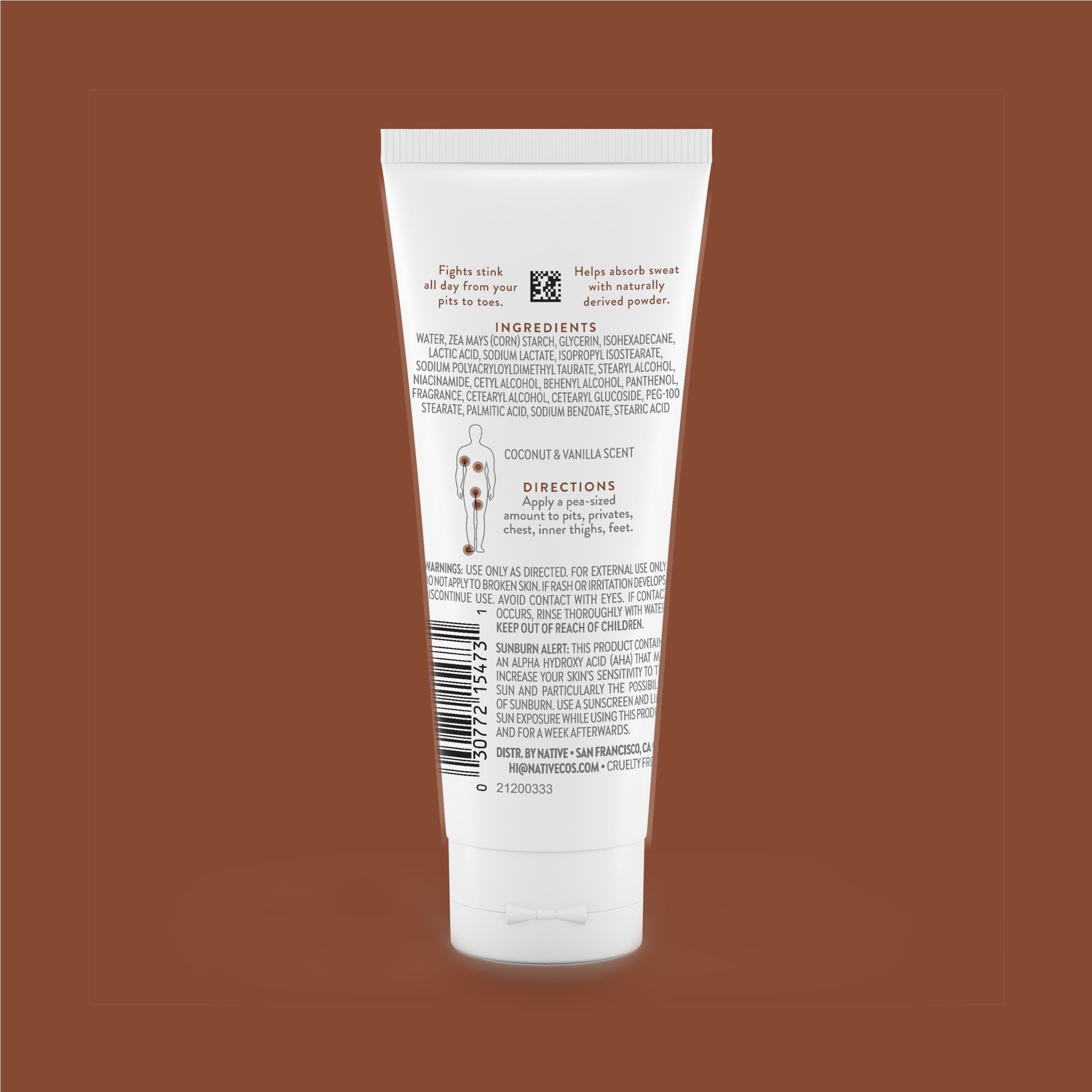 Native crema desodorante, aplicación a mano suave y precisa para uso diario