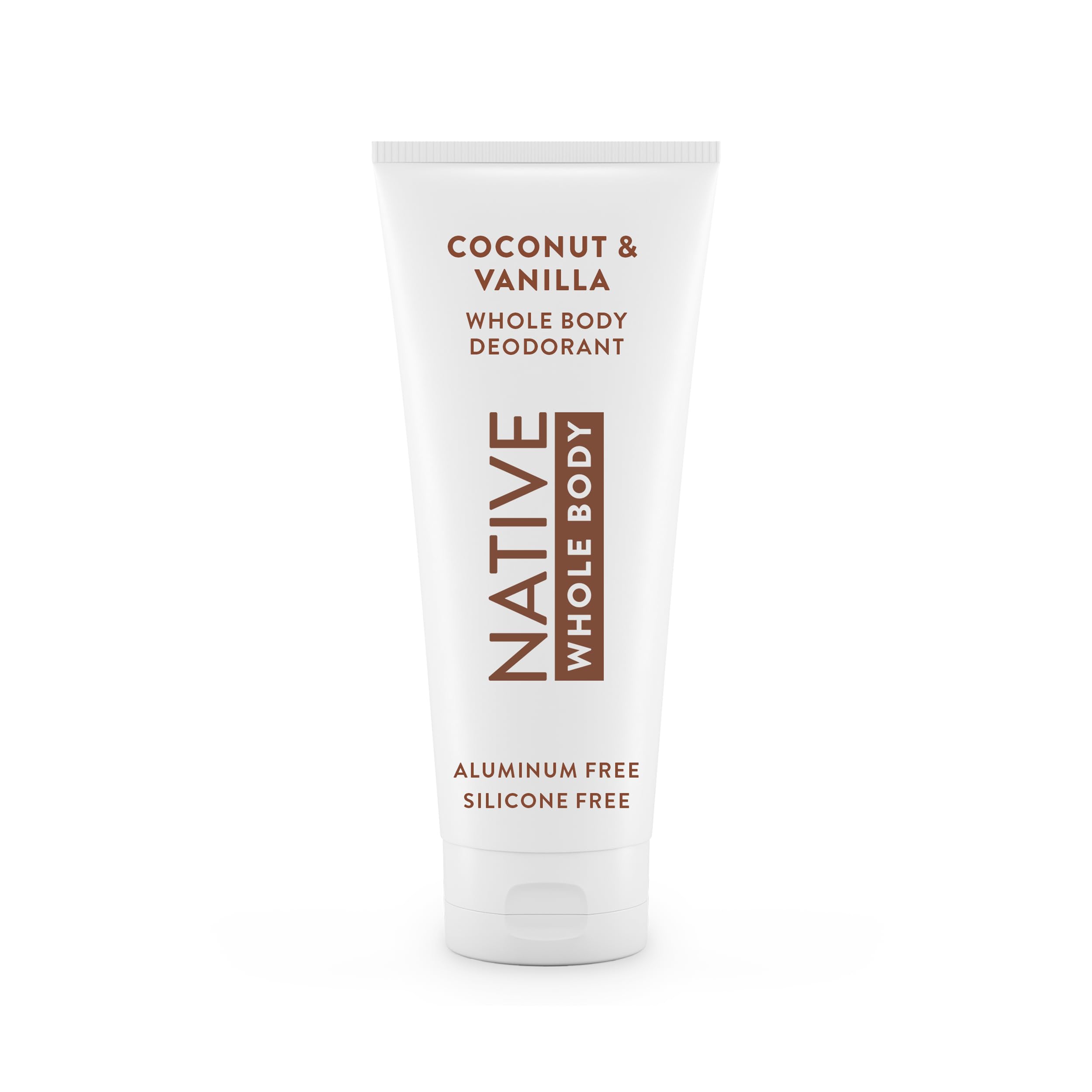 Native crema desodorante corporal en frasco con aroma coco vainilla para días largos