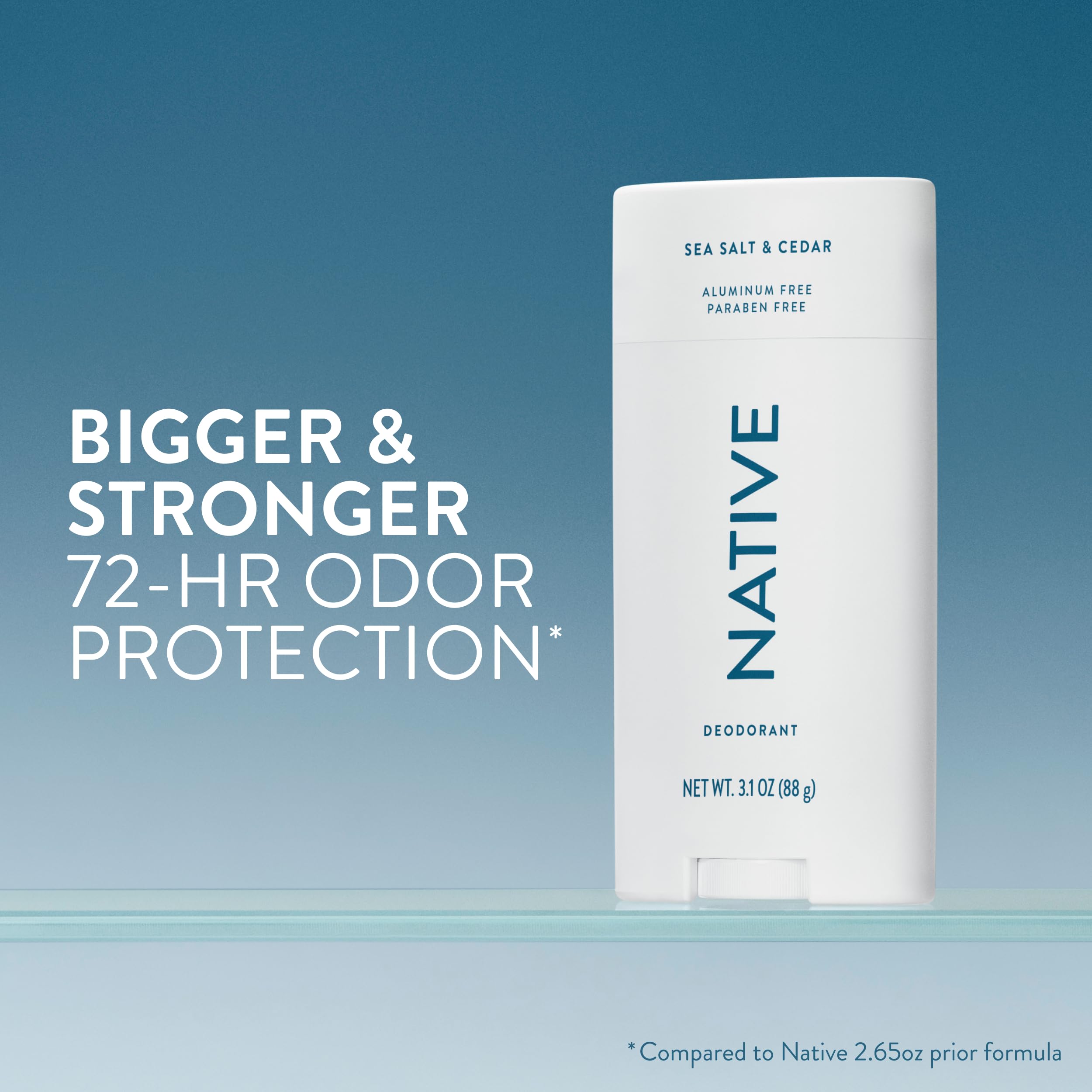 Native desodorante barra; aplicación suave para una experiencia sin residuos.