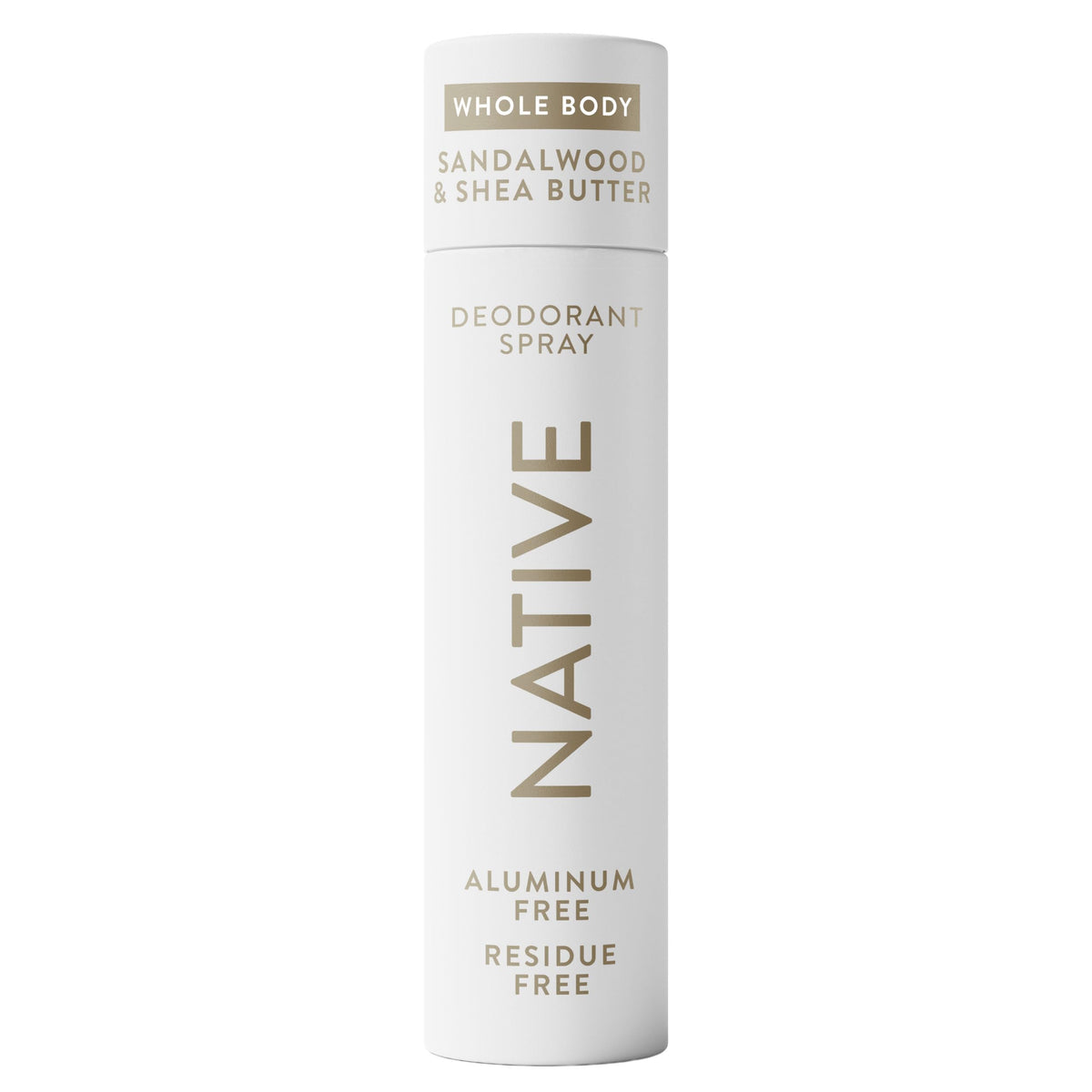 Native Desodorante corporal spray 99 ml con sándalo y manteca de karité.