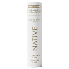Native Desodorante corporal spray 99 ml con sándalo y manteca de karité.