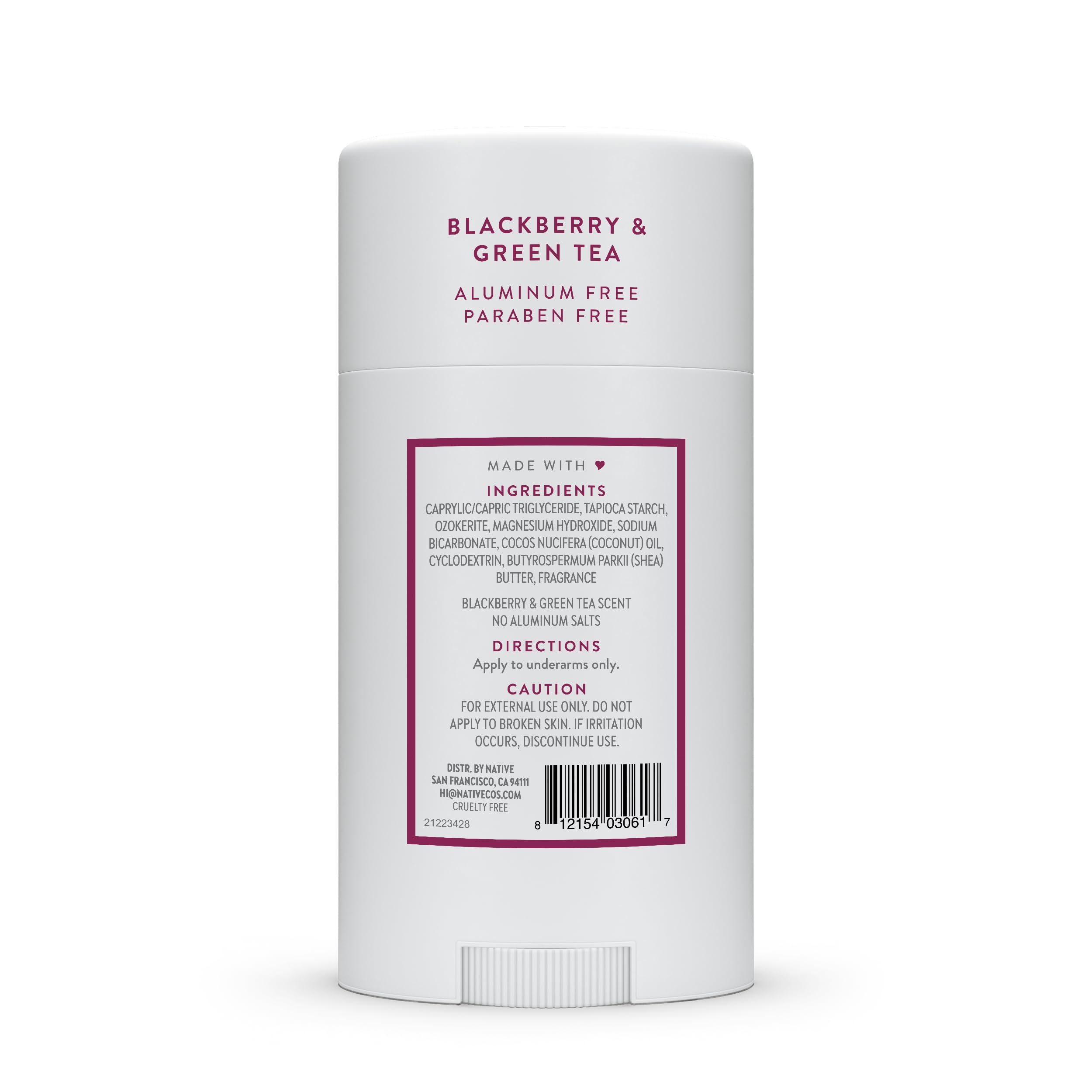 Protección de olor sin dejar manchas blancas con Native Mora y Té Verde.