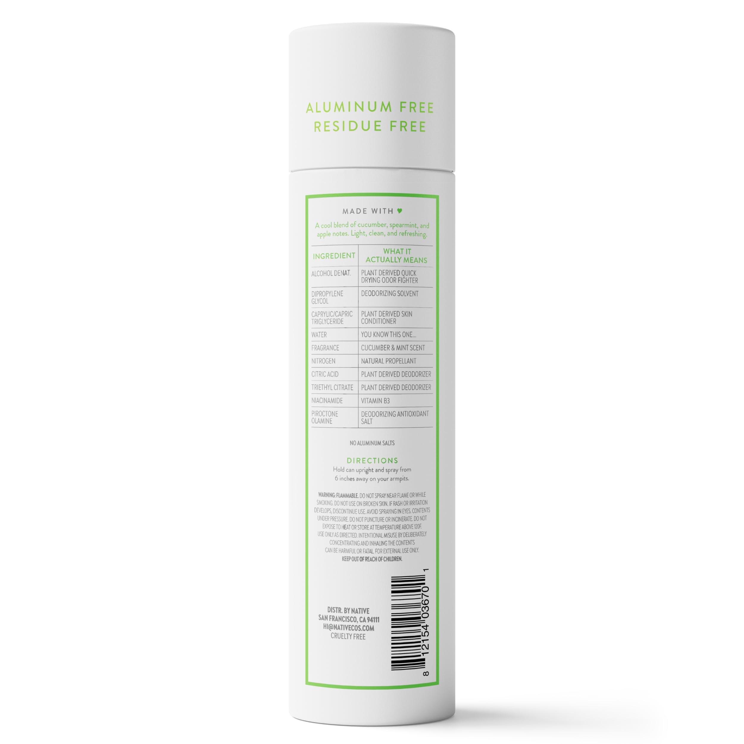 Native desodorante pepino y menta: aroma fresco que acompaña tus rutinas diarias.