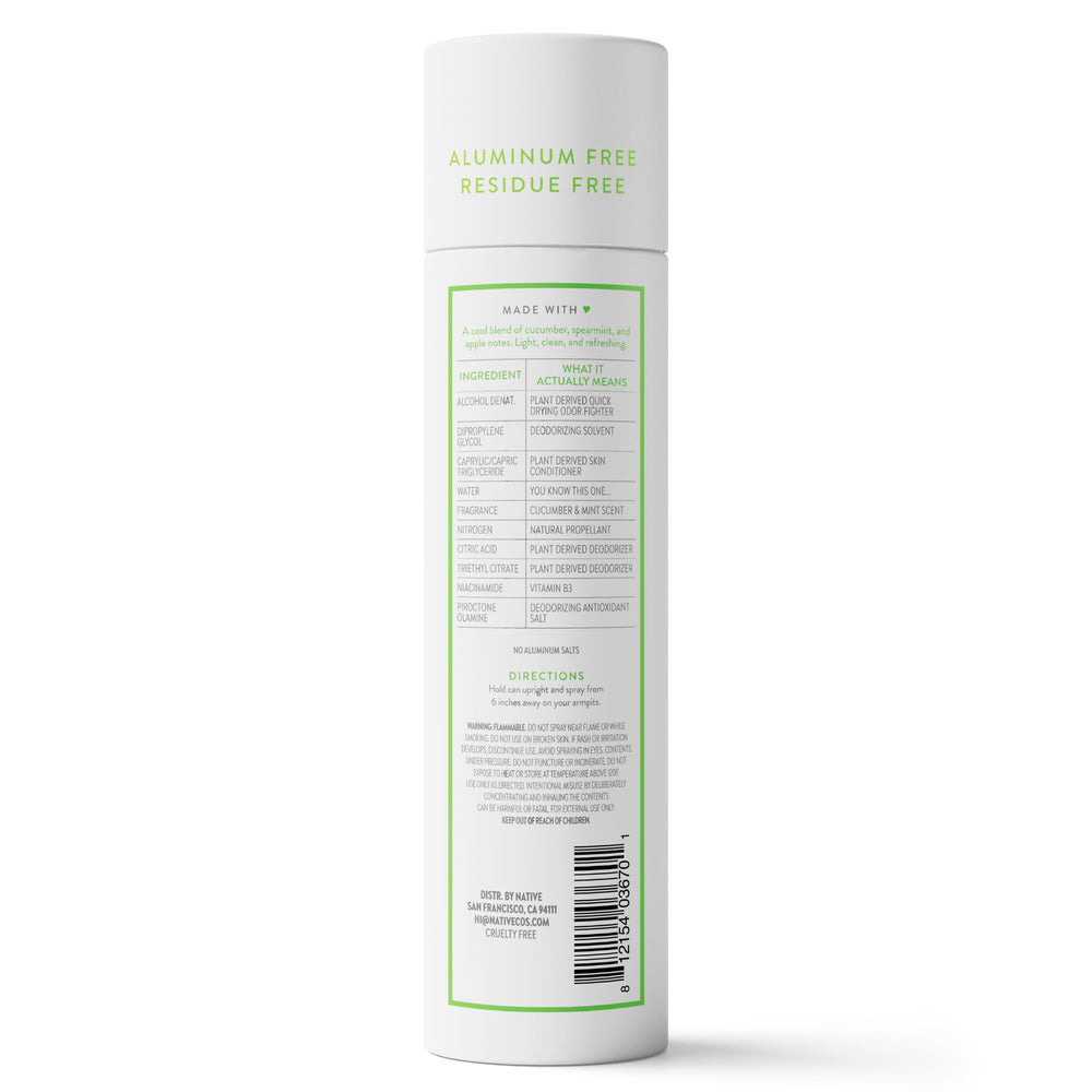 Native desodorante pepino y menta: aroma fresco que acompaña tus rutinas diarias.