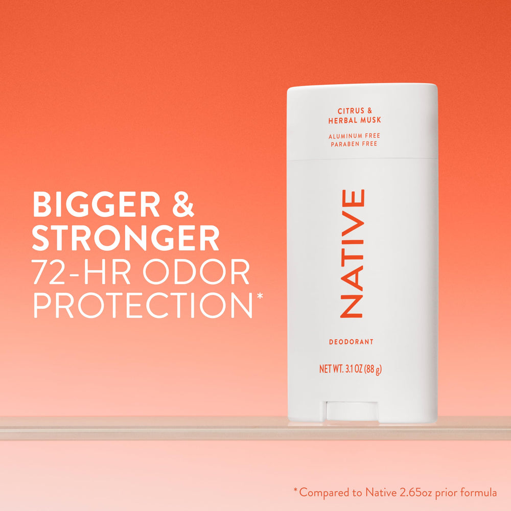 Native desodorante con hasta 72 horas de protección y cuatro componentes anti-olor