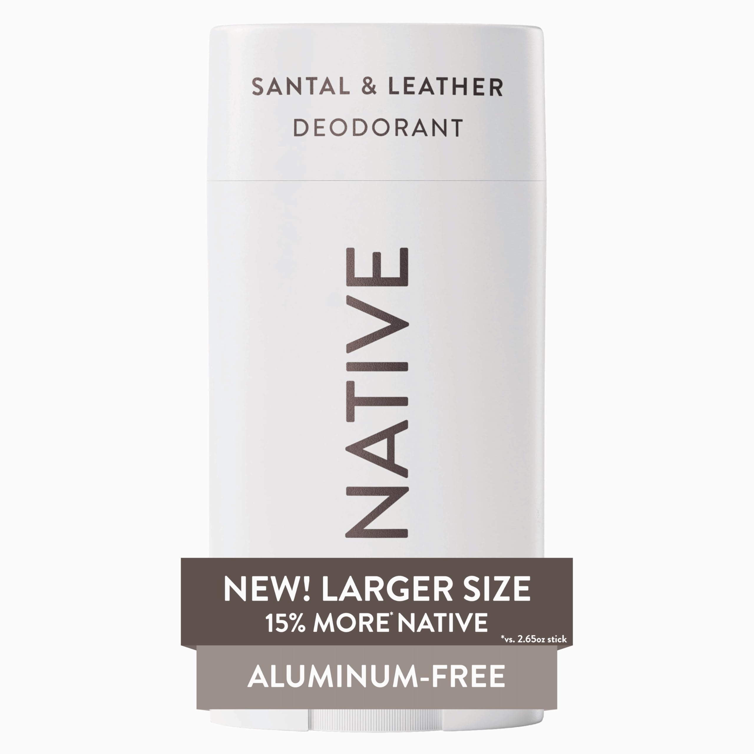 Native Desodorante Santal y Cuero, aplicación suave que desliza sin esfuerzo.