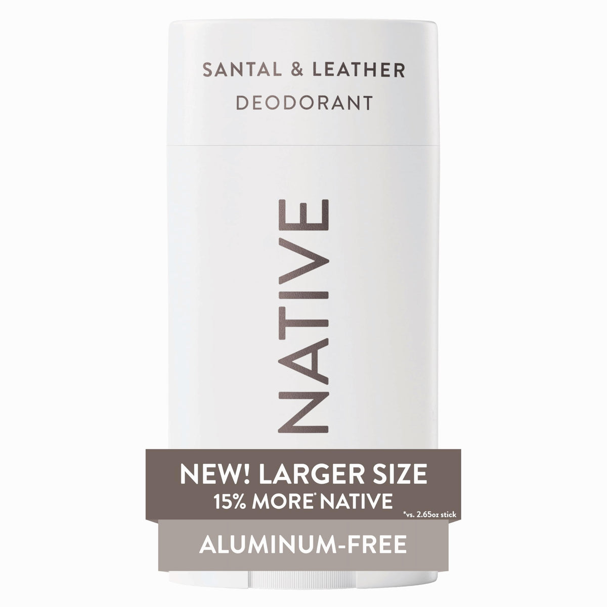 Native Desodorante Santal y Cuero, aplicación suave que desliza sin esfuerzo.