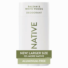 Native desodorante sin aluminio, deslizamiento suave y acabado invisible.