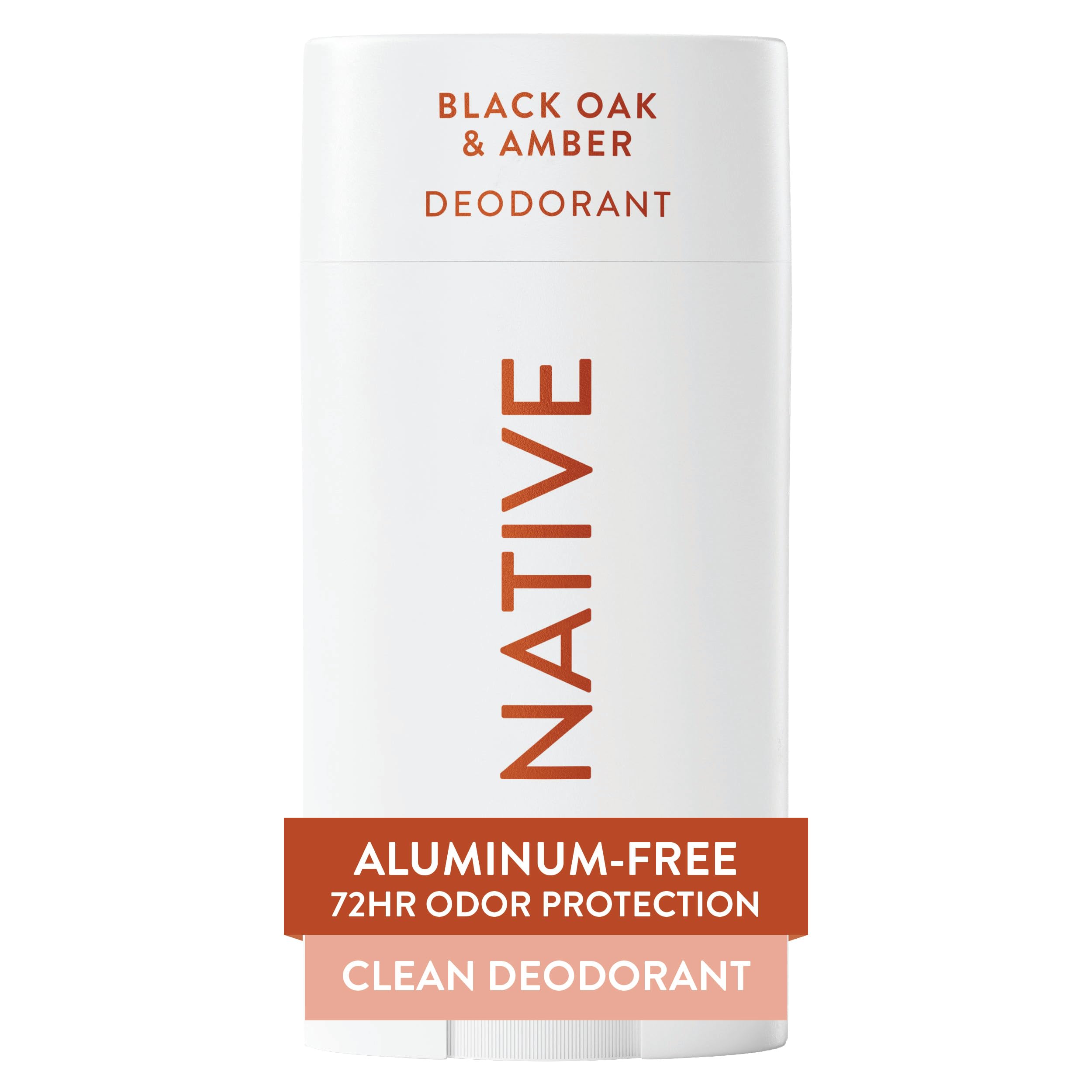 Native Desodorante sin aluminio Black Oak y Amber para protección diaria de 72 horas.