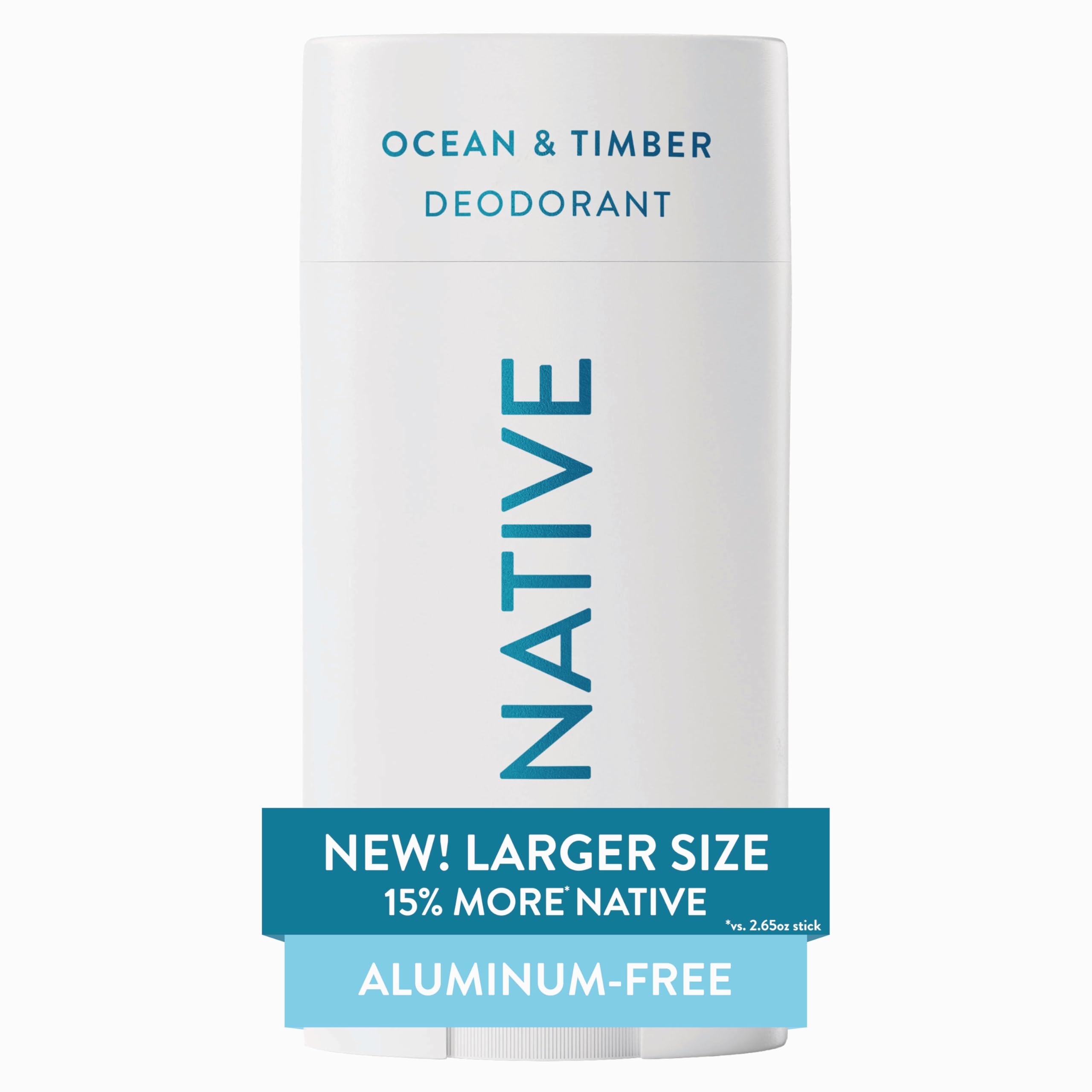 Native Ocean & Timber en barra, desodorante sin aluminio para uso diario.