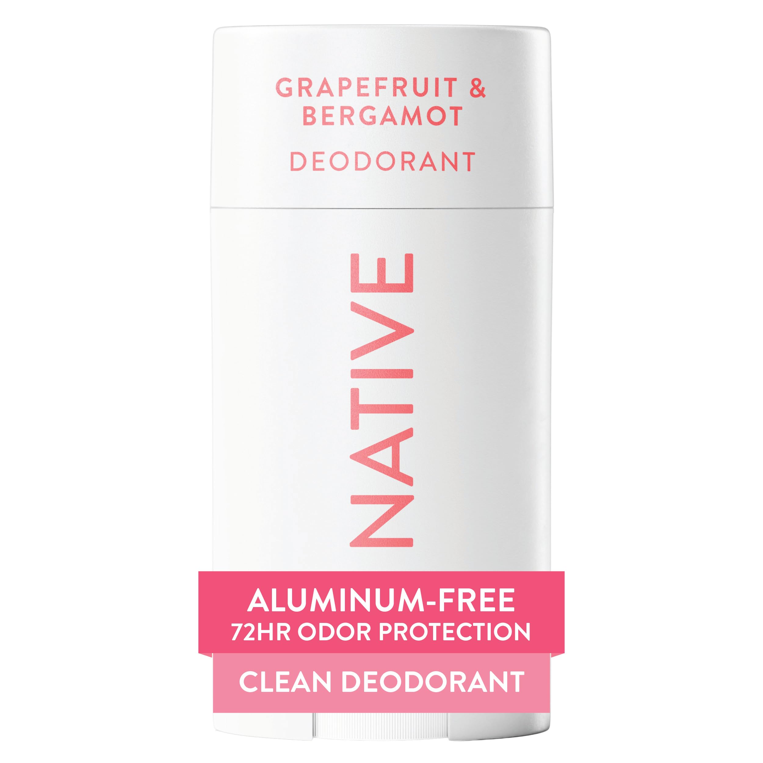 Native Desodorante sin aluminio, aroma cítrico de pomelo y bergamota en frasco para uso diario.