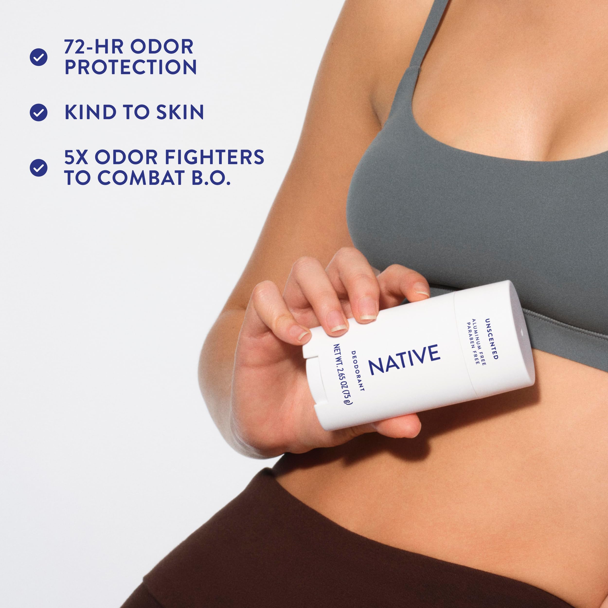 Native desodorante sin fragancia, protección de olor de 72 horas