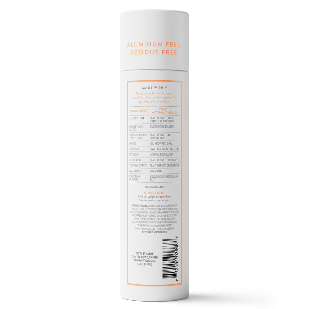 Native Desodorante spray sin químicos: etiqueta limpia, sensación fresca todo el día.