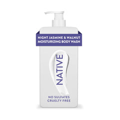 Native Ducha Hidratante Noche Jazmín y Nuez, botella elegante para duchas diarias.