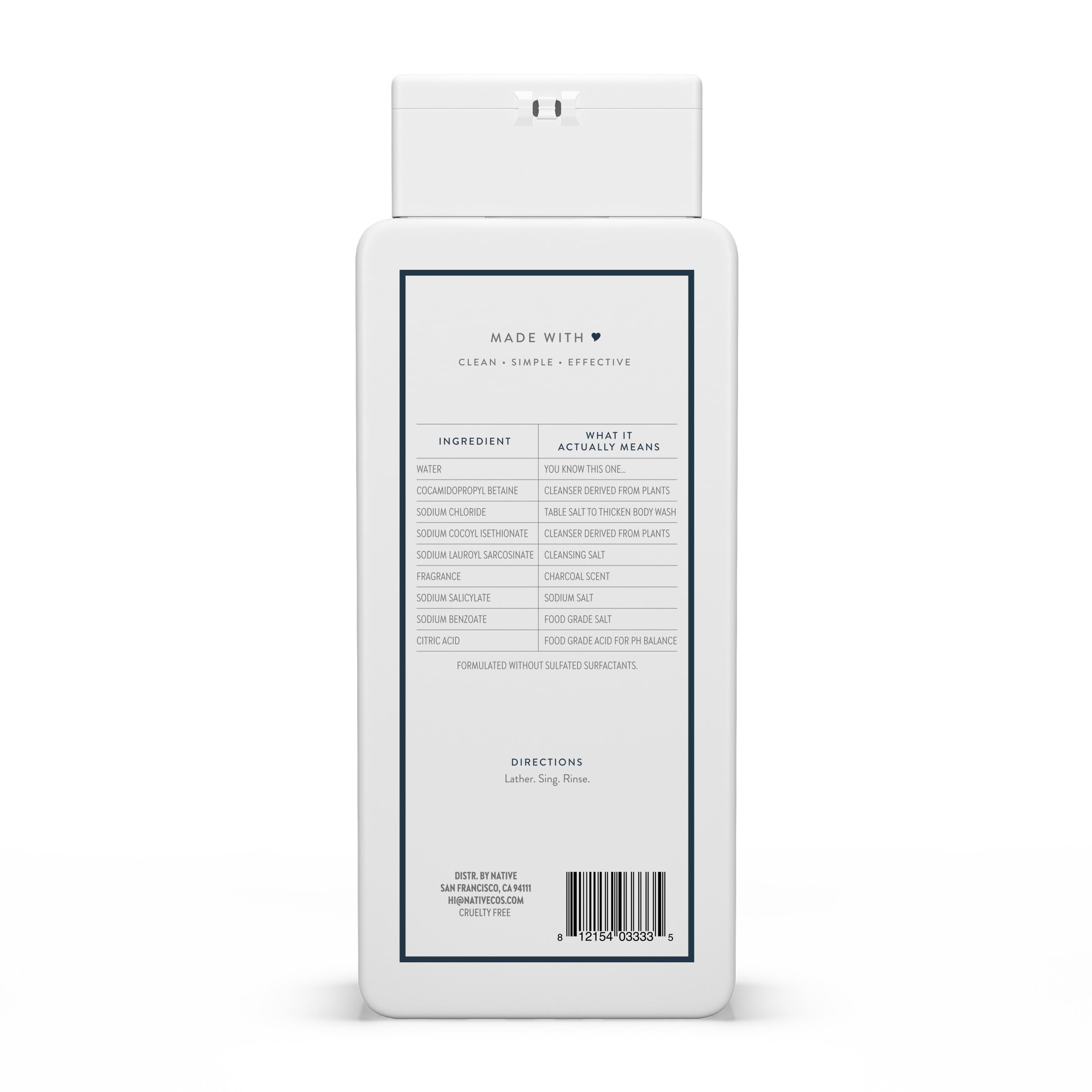Native Gel Ducha Cuerpo, envase práctico con diseño minimalista para el baño.