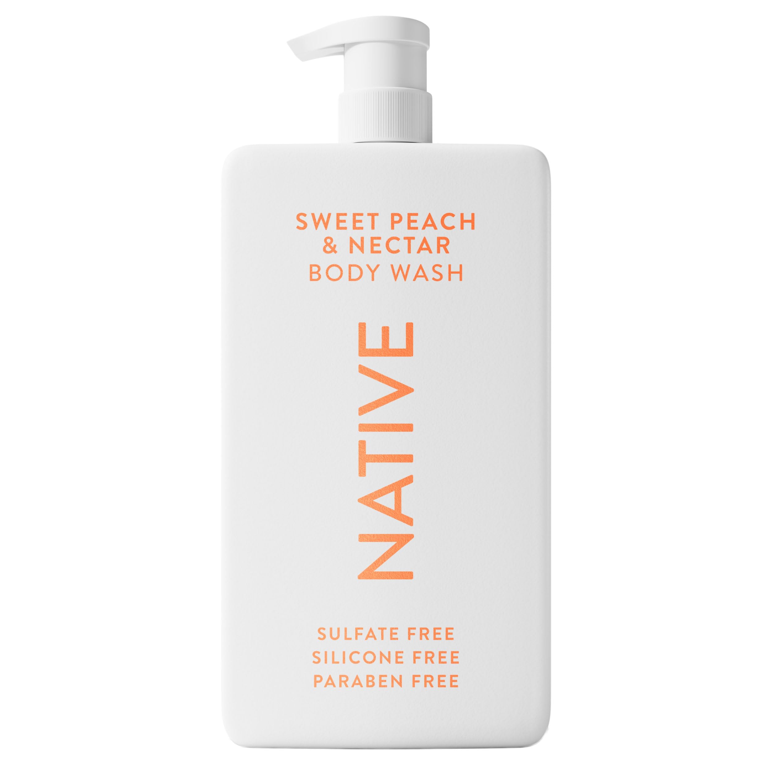 Native gel ducha sin sulfatos, botella volcada para verter suavemente.
