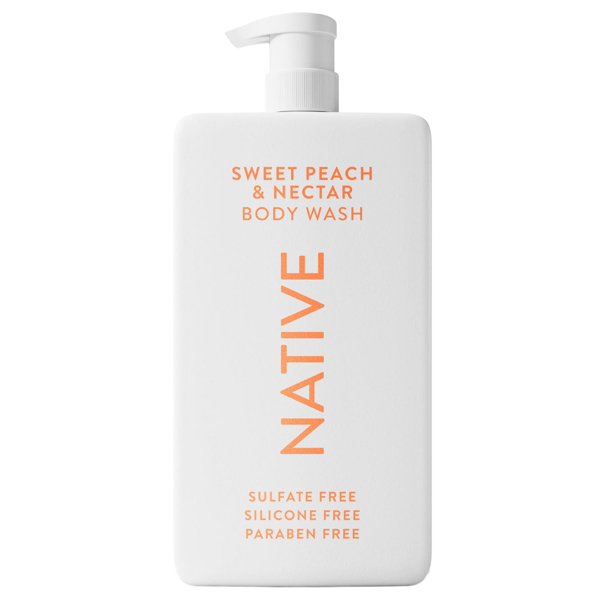 Native gel ducha sin sulfatos, botella volcada para verter suavemente.